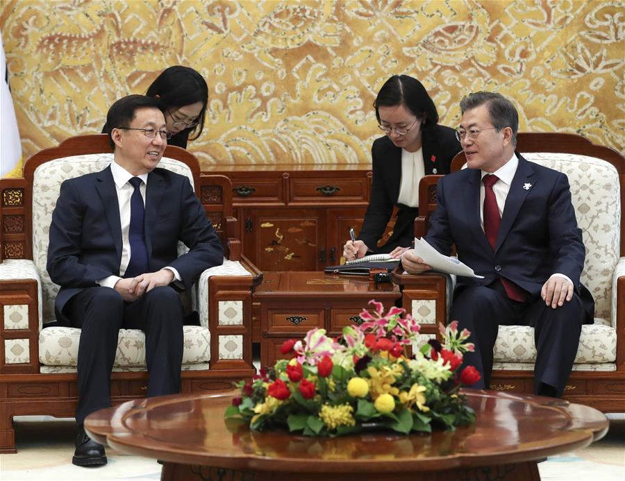 SOUTH KOREA-MOON JAE-IN-CHINA-HAN ZHENG-MEETING