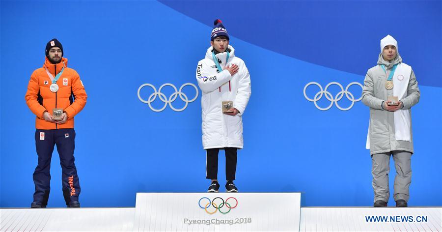 (SP)OLY-SOUTH KOREA-PYEONGCHANG-SHORT TRACK-MEN'S 1500M-MEDAL CEREMONY