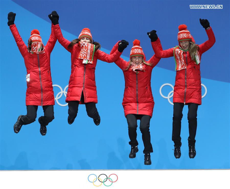 (SP)OLY-SOUTH KOREA-PYEONGCHANG-BIATHLON-WOMEN'S 4X6KM RELAY-MEDAL CEREMONY