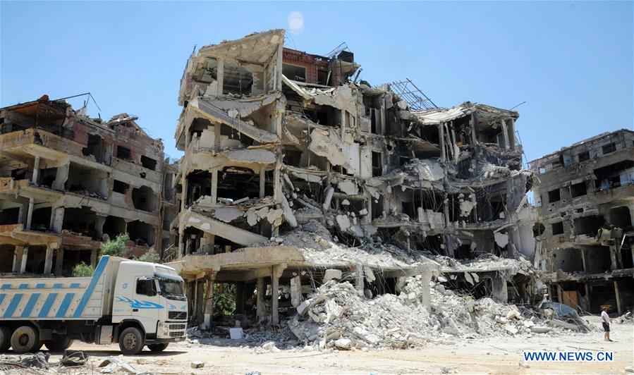 SYRIA-DAMASCUS-HARASTA-RUBBLE-REMOVAL