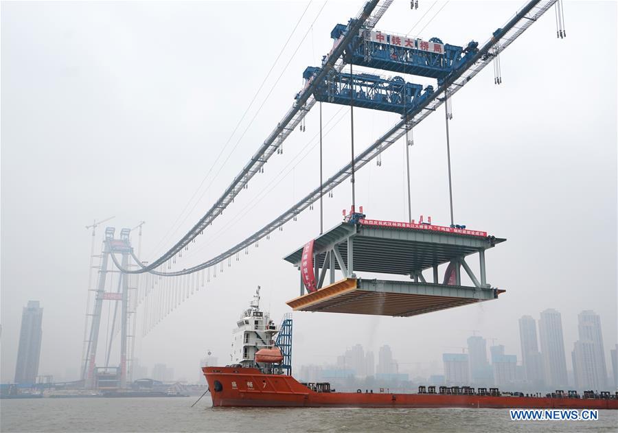 CHINA-HUBEI-WUHAN-SUSPENSION BRIDGE-CONSTRUCTION (CN)