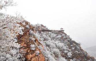 河南魯山阿婆寨景區(qū)現(xiàn)霧凇景觀