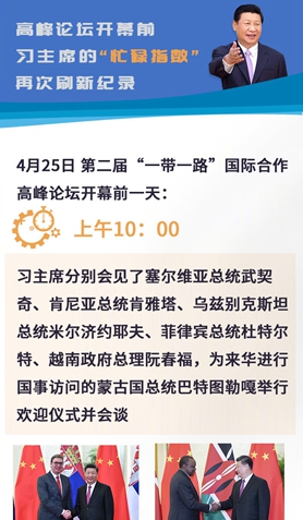 高峰論壇開幕前，習(xí)主席的“忙碌指數(shù)”再次刷新紀錄